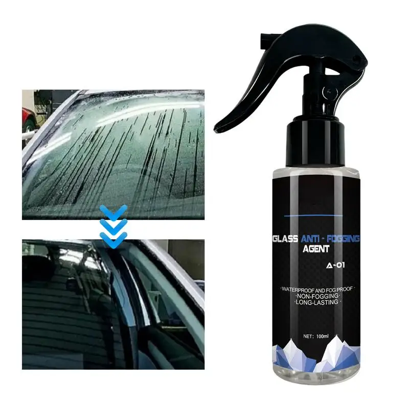 ที่ทำความสะอาดกระจกบังลม100มล. ป้องกันหมอกน้ำยาทำความสะอาดกระจกรถยนต์สำหรับภายนอกและภายใน