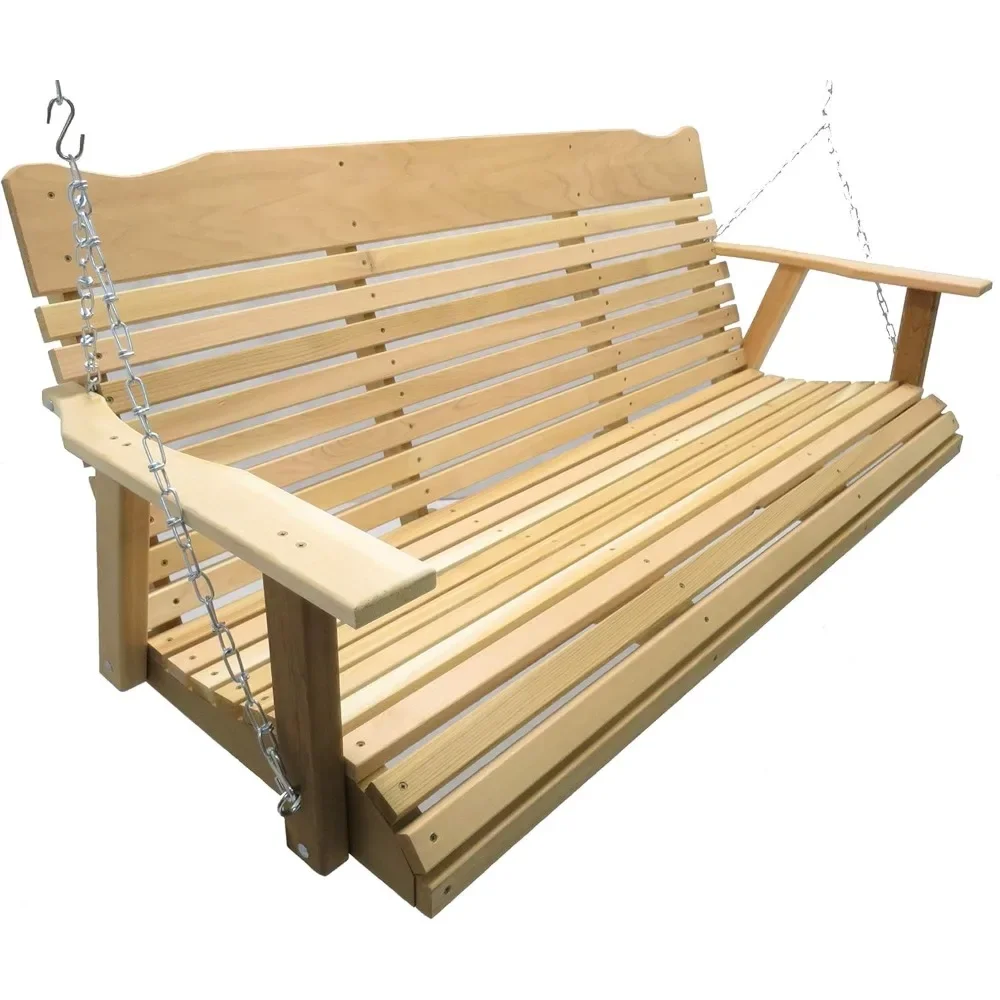 

5 Foot Natural Cedar Porch Swing, Amish Crafted, Includes Chain & Springs