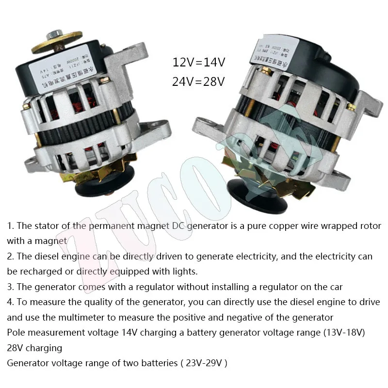 Agricultural 2000W three-wheel tractor high-power generator 14V 28V permanent magnet DC brushless generator