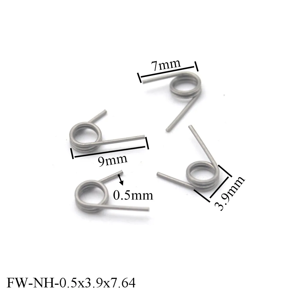 FINEWE 10PCS Stainless Steel Wire diameter 0.5mm/0.6mm Small Torsion Spring For Plastic Clamps Accessories