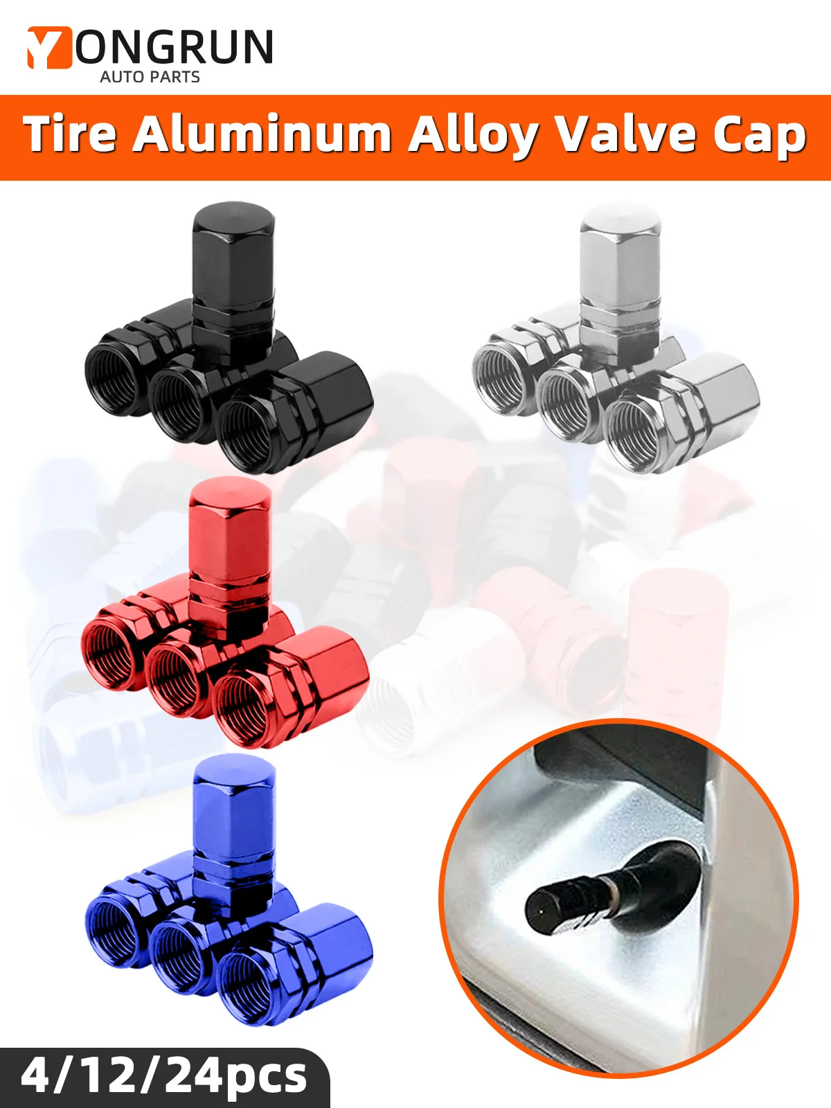 AliExpress pinmoap YONGRUN 4pcs Automotive Tire Nozzle Cap Aluminum Alloy Dustproof And Waterproof Wheel Hub Nozzle Automotive Bicycle Motorcycle