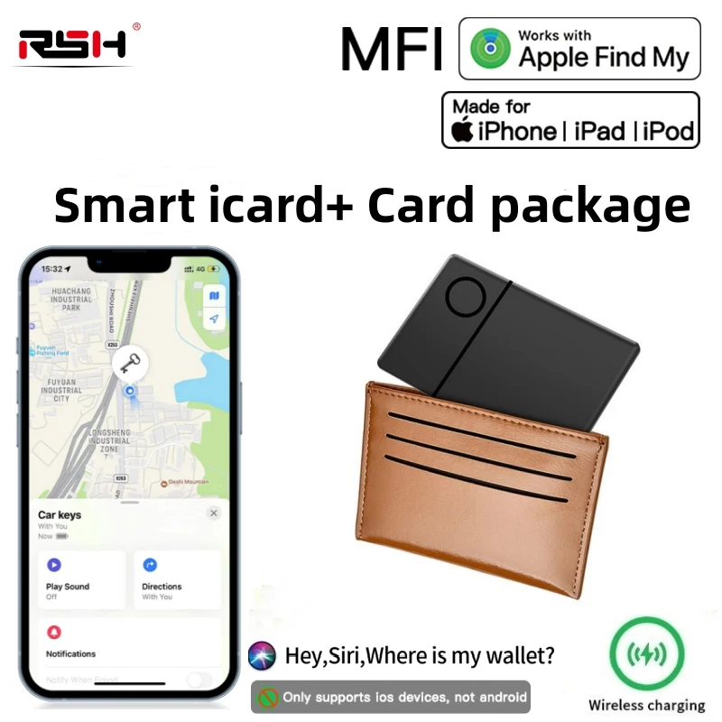 carteira rastreador de carregamento sem fio ip68 item fino cartao de busca localizacao de bagagem bluetooth para apple find my app e network somente ios 01