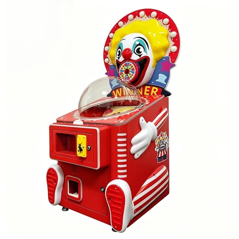 Amusement park coin-operated metal clown lollipop hanging doll machine candy prize distribution arcade game