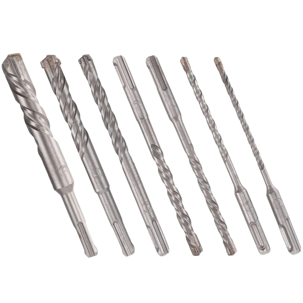 A39U 7 Pcs SDS Plus Hammer Drill Bit Set, (4-Flute) for Concrete Brick Block Stone Masonry and Granite