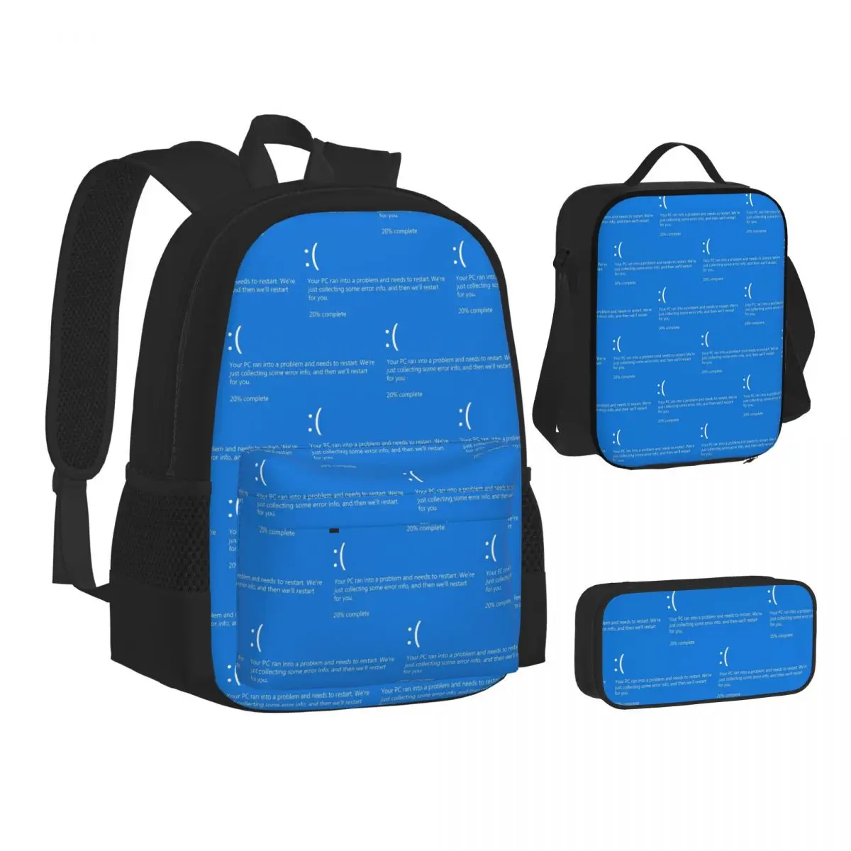 Blue Screen Of Death NEW Backpacks Students Bookbag School Bags Kids Rucksack Lunch Bag Pen Bag Three-Piece Set