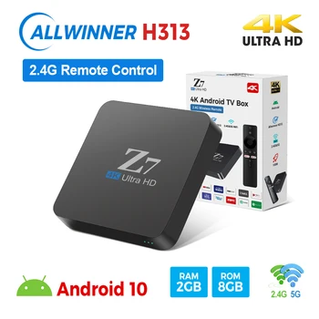 Z7 Smart TV Box Android 10 Allwinner H313 100M AV1 4K HD 2,4GHz/5GHz Dual Wifi USB2.0 Set Top Box Mediaspeler 2GB 8GB
