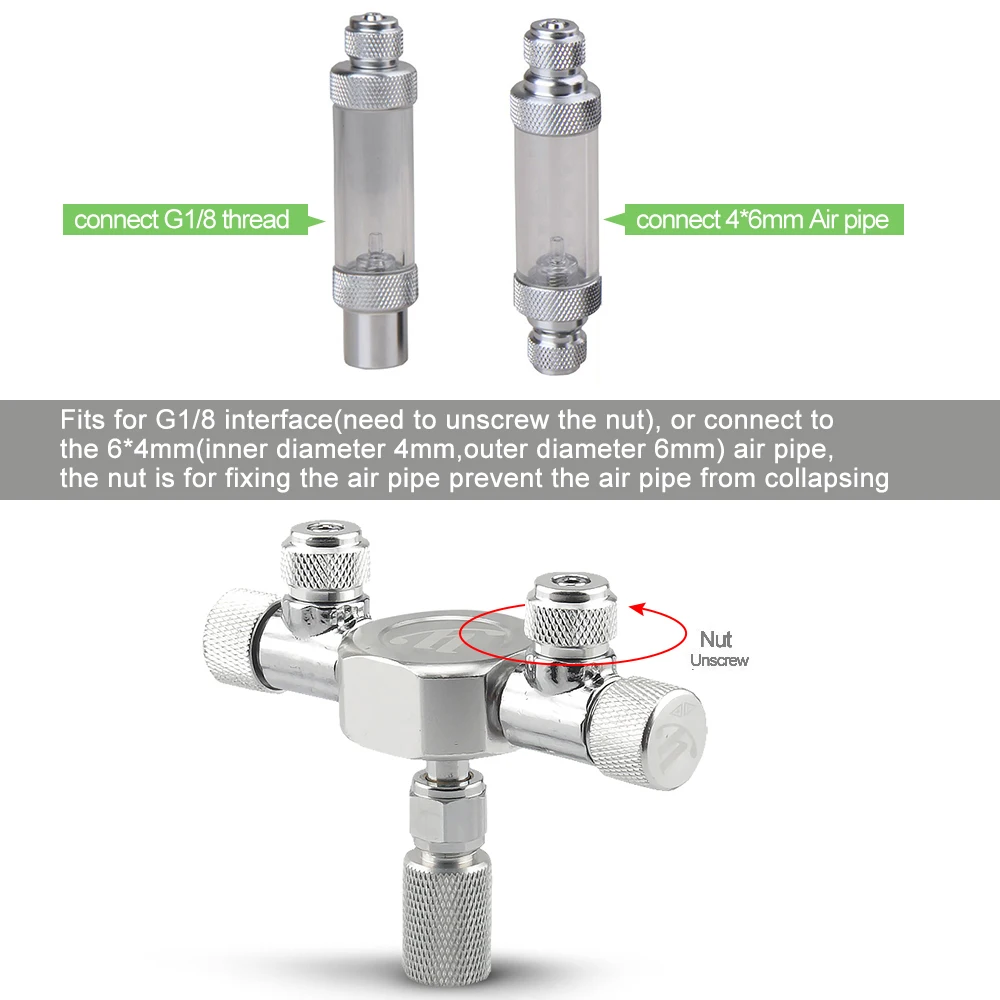 Aquarium Tank CO2 Splitter Regulator Distributor Needle Fine Adjusting Valve for CO2 Regulator with 2 Way Outlets