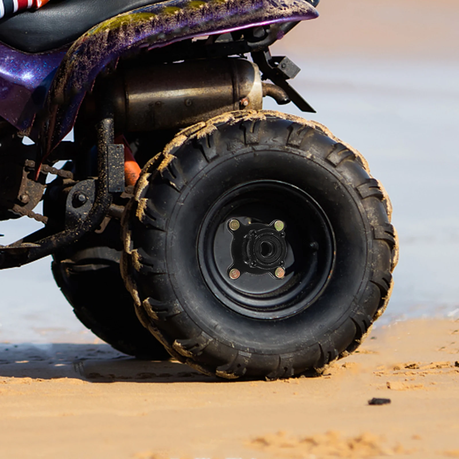 

Front Wheel Metal Durable Disc Brake Rim Go Kart ATV Beach Wilderness Compatible Strong Iron Axle Universal Tire Fit for GoKart