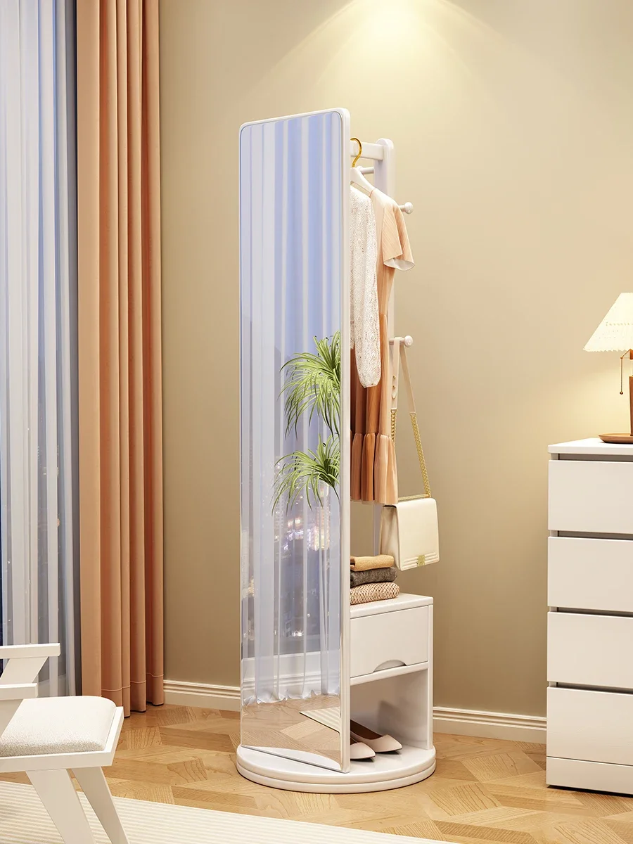 Floor-to-ceiling full-length mirror, chest integrated bedroom, vertical full-length mirror, movable rotating fitting mirror