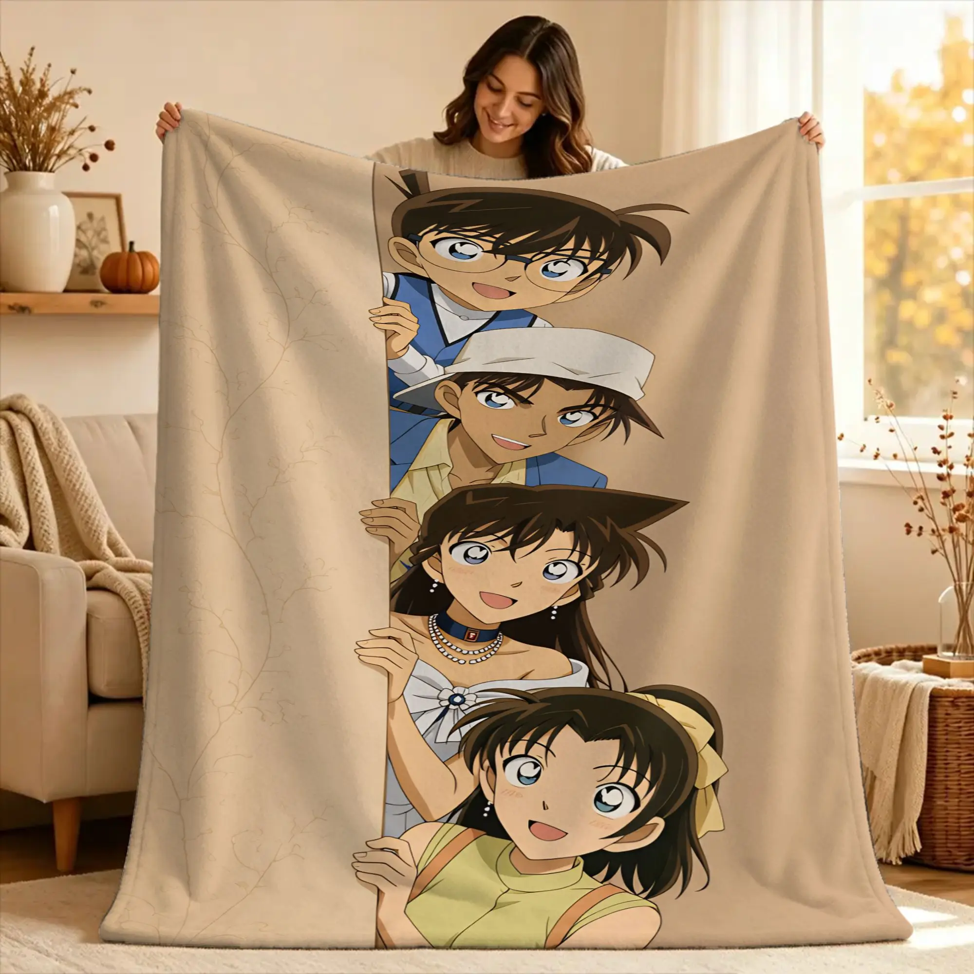 D-Detective C-Conan Super Soft Blanket  Airplane Travel Plush Throw Blanket Funny Couch Chair Flannel Bedspread Sofa Bed Cover