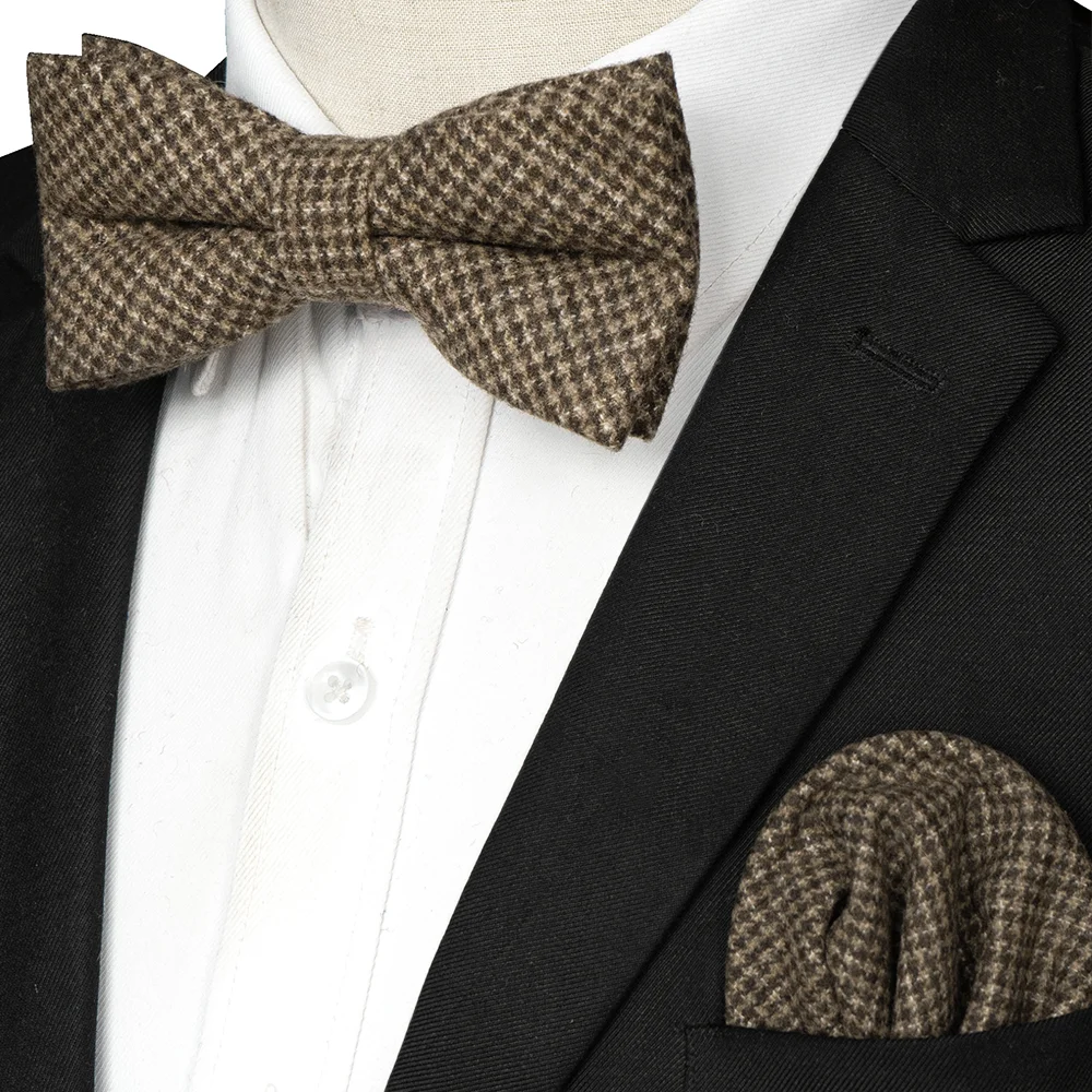EASTEPIC Kaschmir-Krawatte, doppellagig, dick, Fliege für Herren, Einstecktuch-Set, Woll-Accessoire, warme Farbe, Hochzeitsgeschenk, Winterparty – Detail 12