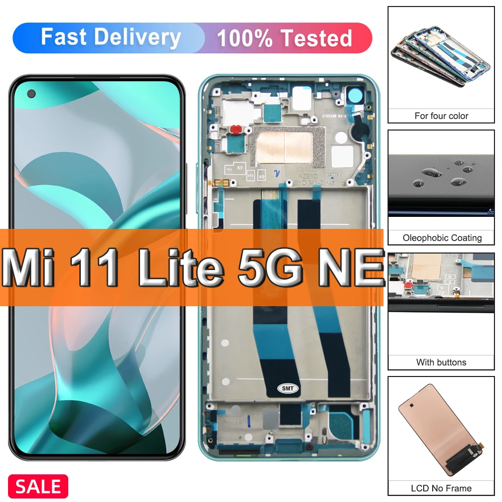 

6.55" Original For Xiaomi Mi 11 Lite 5G NE LCD Display Touch Screen Replace With Frame For Xiaomi 11 Lite 5G NE 2109119DG Screen