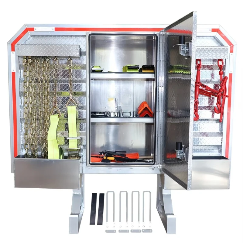 

Heavy Duty Flatbed Trailer Truck Aluminum Cab Rack Headache Rack with Waterproof Mini Vault and U Joint Kit