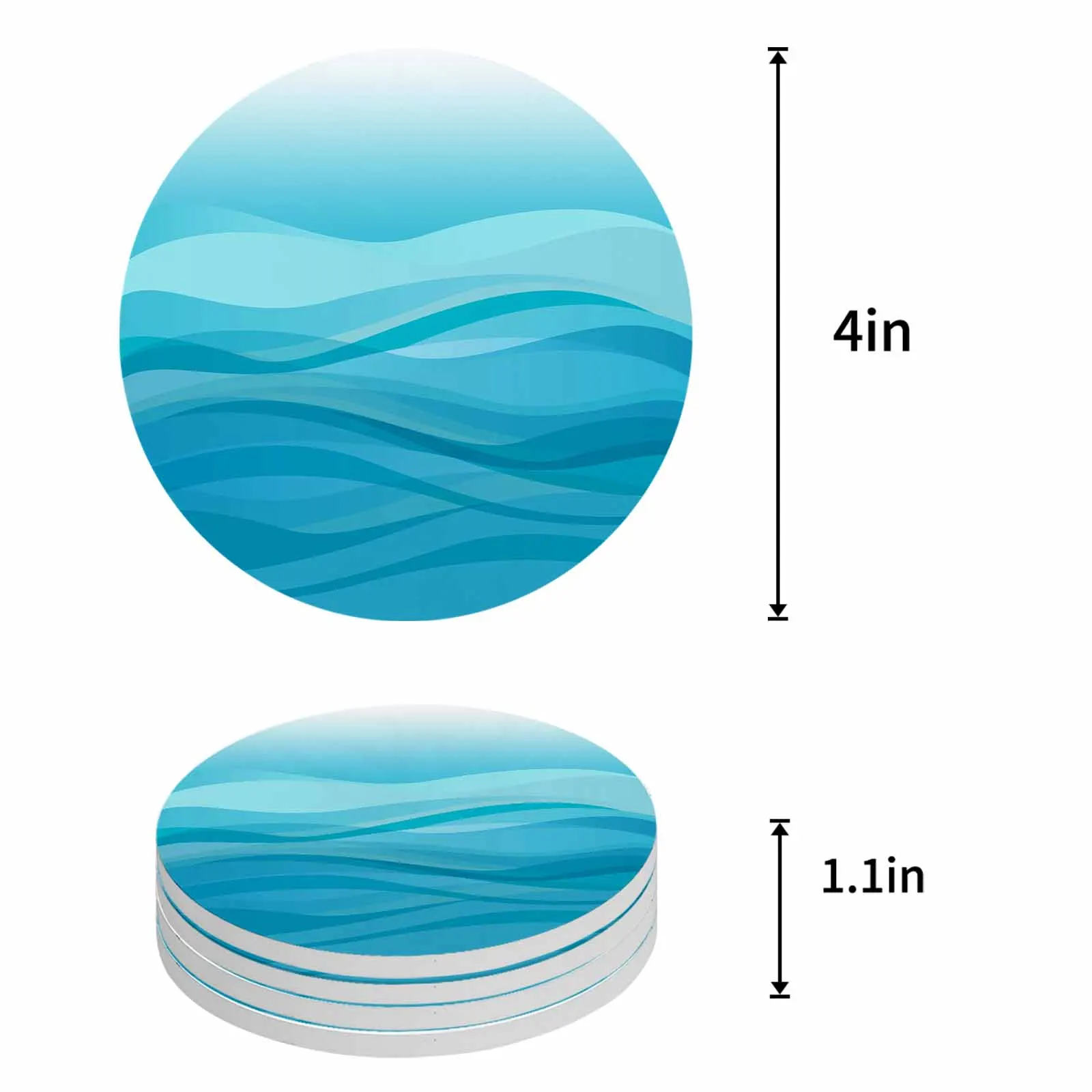 Gradient Water Ripple Water Green Ceramic Coaster Set Kitchen Table Round Placemat Luxury Decor Coffee Tea Cup Coasters