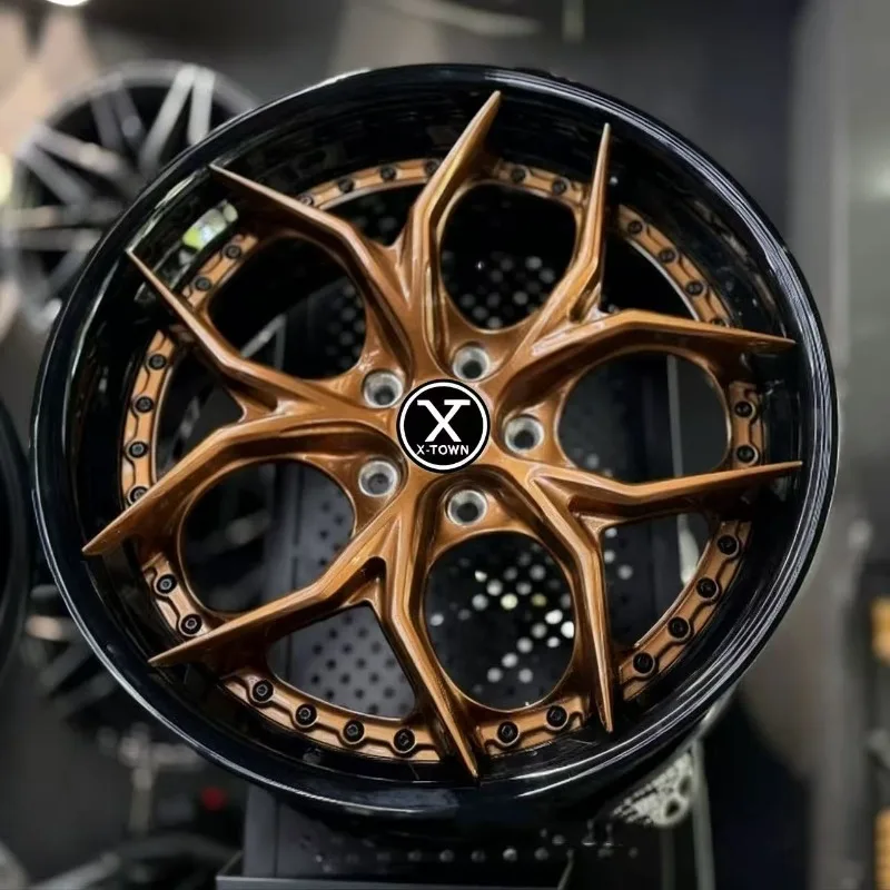 26 Style 18 19 20 22 24 Inch 2‑Piece Concave Gold Mate Bronze Aluminum Alloy Forged Jante 5x112 5x114.3 5x120 Forged Wheels Rim