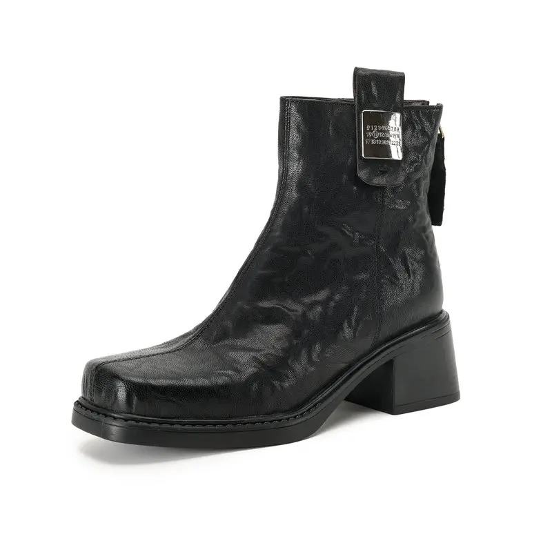 

New Fashion Women's Boots Genuine Leather Thick-soled Western Boots Outdoor Punk Party Shoes