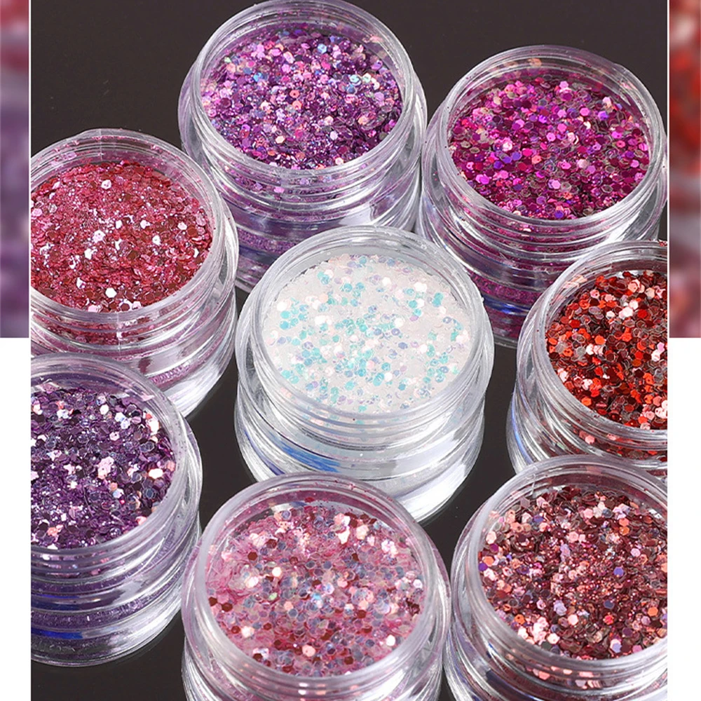 Champagne Rose Nail Glitter Flakes Mixed Hexagon Sequins Powder Fall Winter Mermaid Paillette Nail Decorations LA1539-52