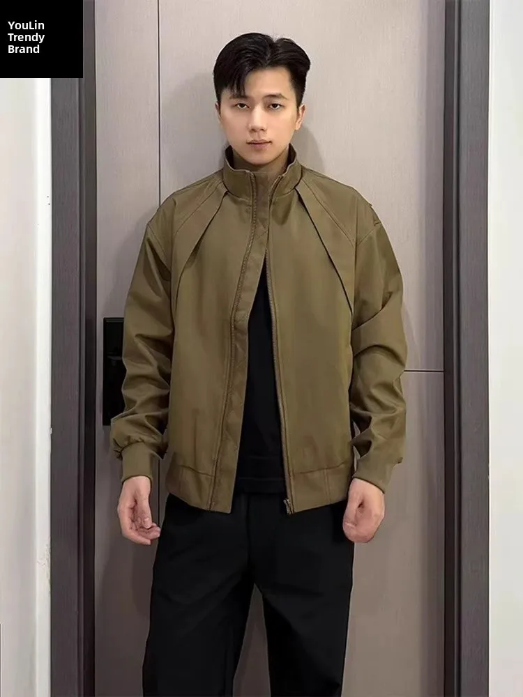 

American Sle Tee-Proof Stand Collar Men's Jaet Autumn Outdoor Flight Baseball orm Loose Fit Dyeing Proc