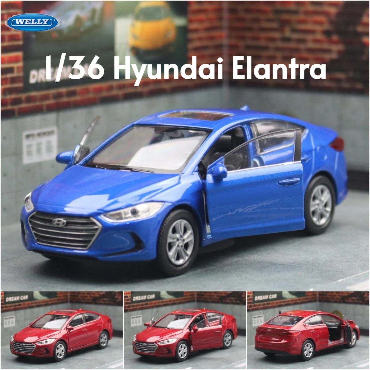 1/36 Hyundai Elantra Model samochodu zabawkowego Welly Diecast Metal Alloy Vehicle Miniature Pull Back Collection Gift For Children Boys Kid