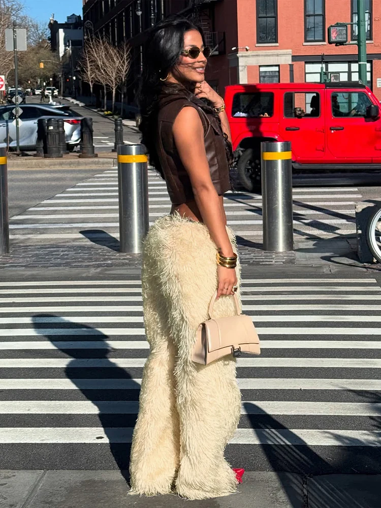 秋のトレンド奇妙な猫毛皮のようなカジュアルストレートパンツ女性 Y2K シンプルベーシックワイルドストリートウェアスウェットパンツスキニーヒップスタートラウザーズ