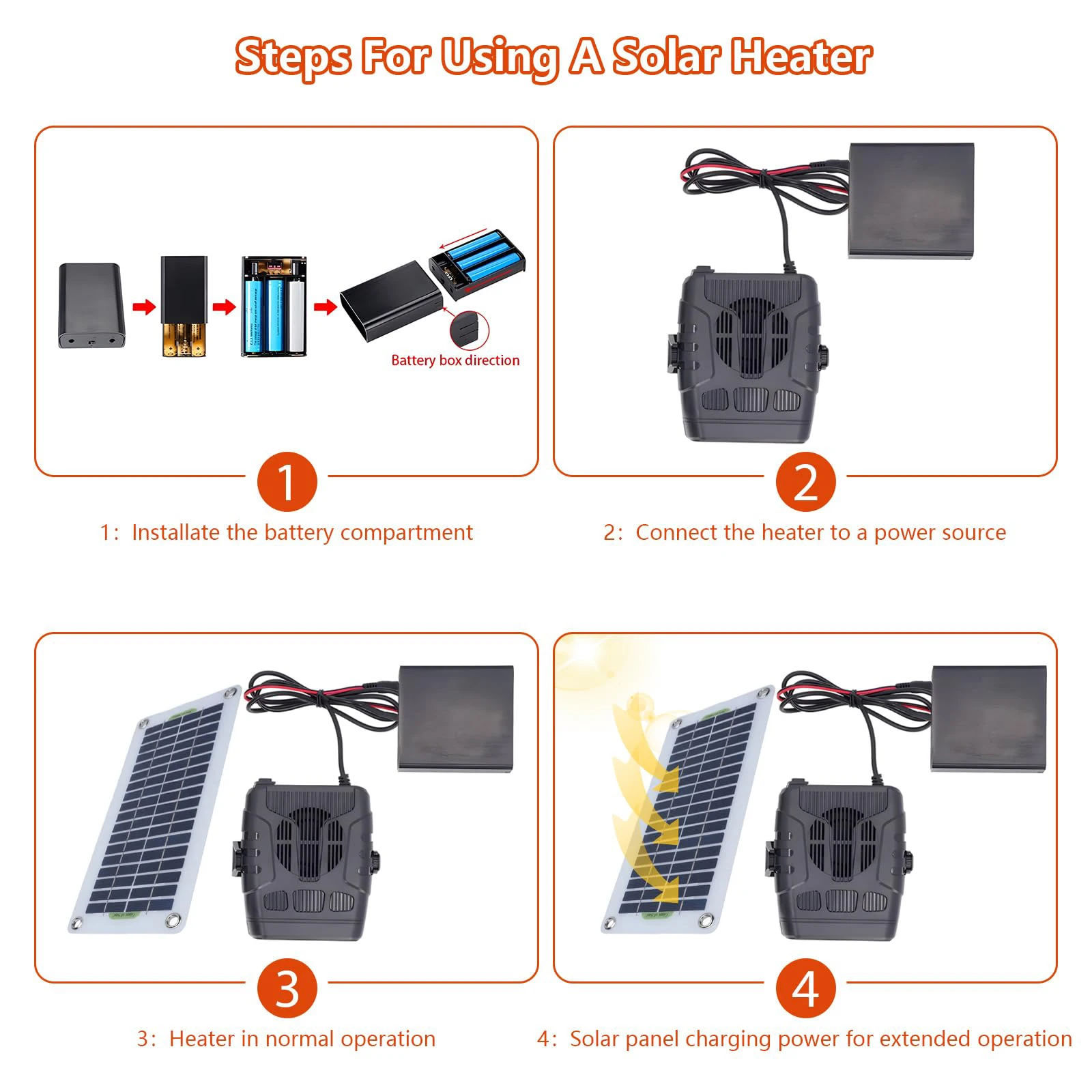 Solar Heater for Greenhouse, Chicken Coop Heater Solar Powered for Winter, Solar Panel Heaters w/Overheating Protection for Pets
