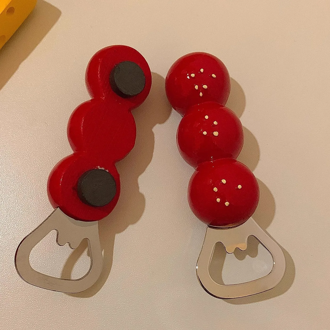 1Pcs Cute Beer Opener Kawaii Candied Haws Cheese Refrigerator Magnets Home Decor Kitchen Gadgets Cute Bottle Opener Key Chain - Image 4
