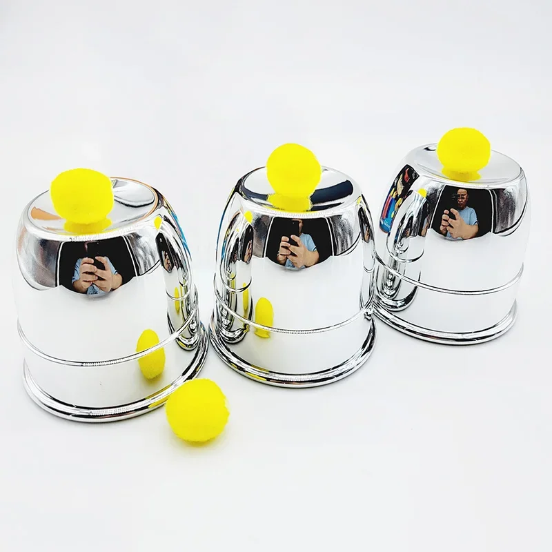 Silver Plated Cups & Balls Set - Classic Magic Trick for Stage & Close-Up Illusions Magician Props