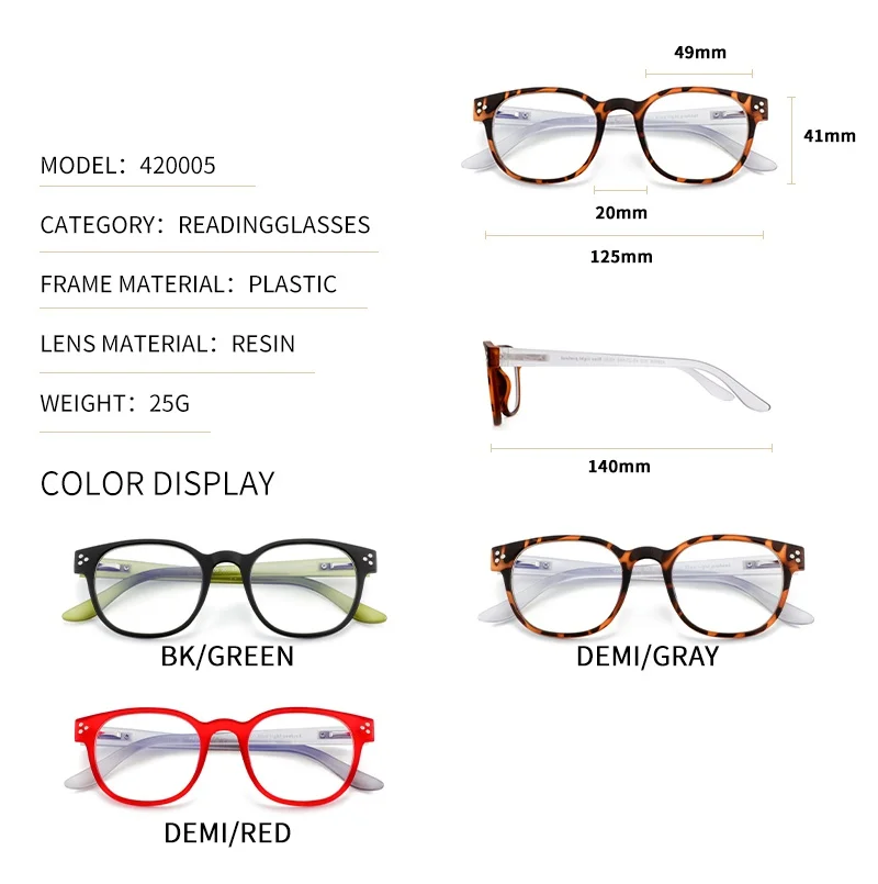 ZENOTTIC Environment Anti-Blaulicht-blockierende Lesebrille, quadratische Computerbrille für Unisex, Dioptrien von +0 bis +4,0 420 – Detail 4