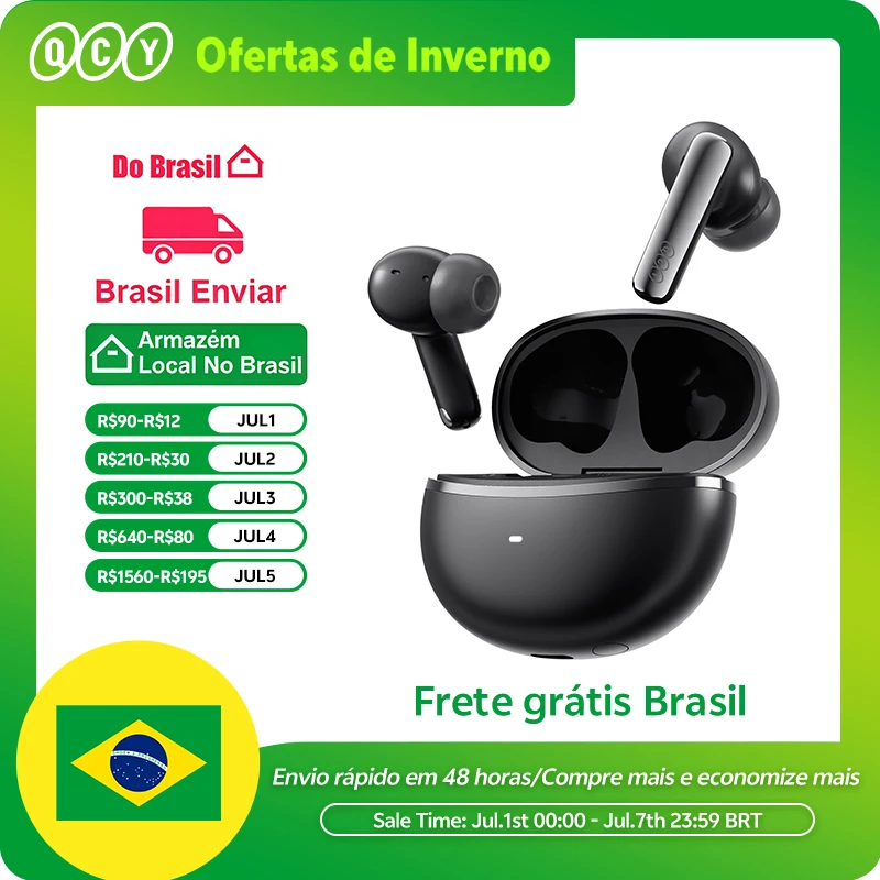 Ship From ES/PL/BR QCY HT18 Wireless Earphones Bluetooth 6.0 MeloBuds N70 Adaptive Hybrid ANC 6 Mics LDAC Hi-Res Audio Earbuds