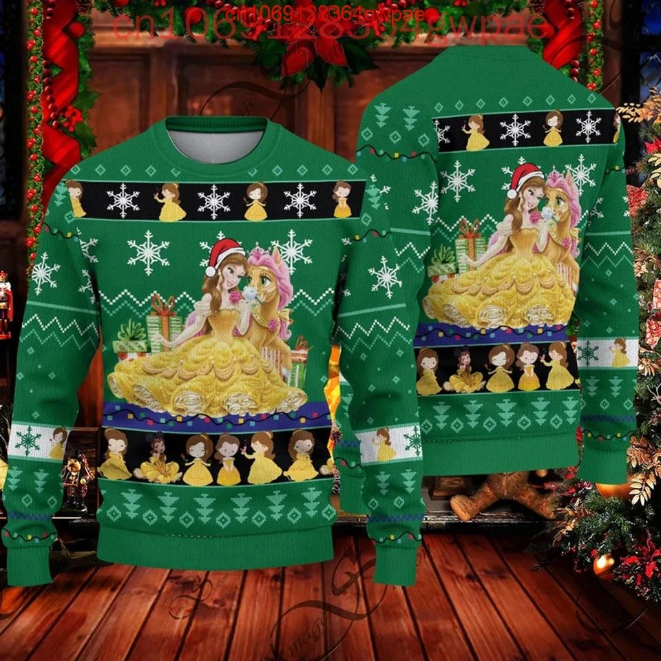 Beauty and the Beast Sweater natal Pria Wanita cetak 3d Sweater jelek Disney Belle putri Ugly Natal atasan sweter