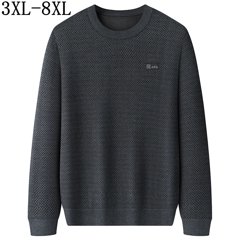 8XL 7XL 6XL 2024 New Fall Winter Fashion Plus Velvet Sweater Men High End Super Warm Pullover Sweaters Thick Fleece Mens Jumper