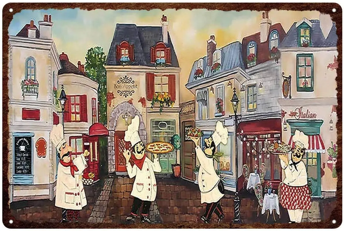 Vintage Metal Sign Cook Retro Poster Plaque Tin Wall Decor for Kitchen Bar Pub Farm House