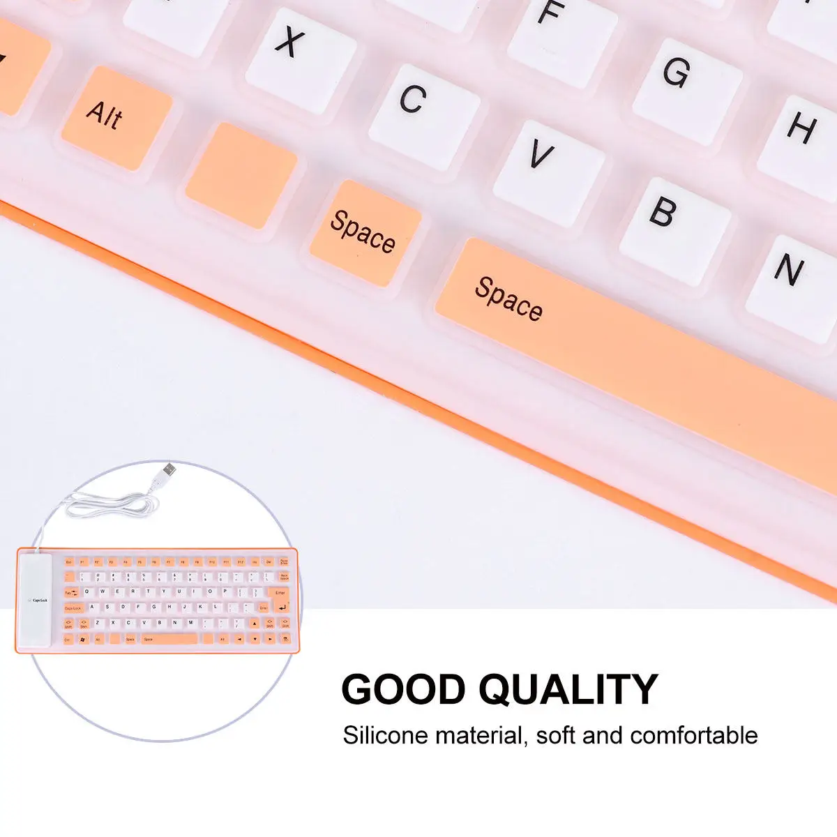 Silicone Keyboard Waterproof Foldable Usb External Keyboard For Computer Silent Roll Up Flexible 15M