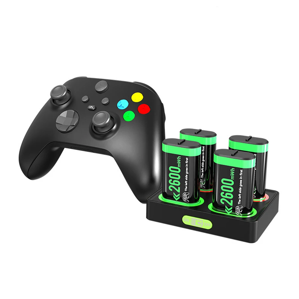 Gamepad Battery Pack with Charger Station Rechargeable Battery Pack 4X2600mAh Rechargeable Battery for Xbox Controller