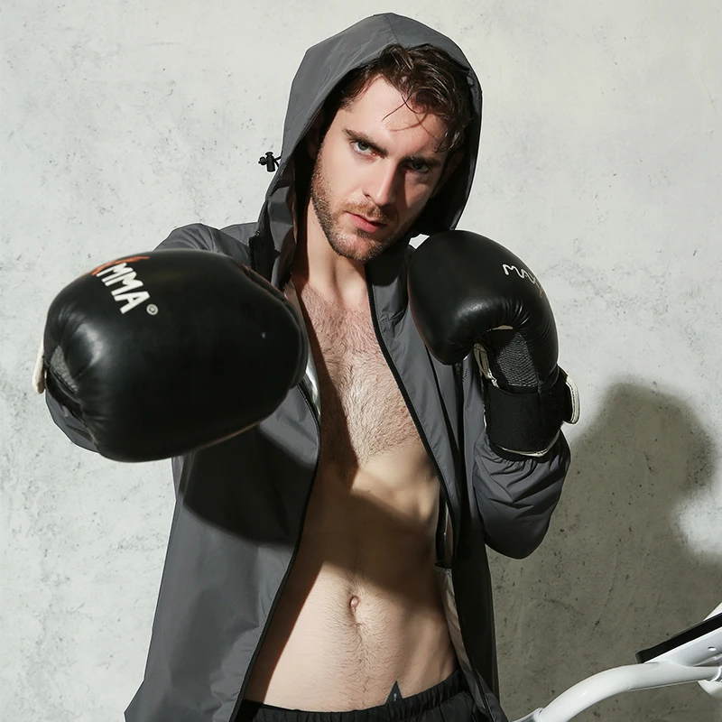 Profession Sauna Suit Men Gym Clothing Set Boxing Training Running Fitness Sportswear Weight Loss Body Buliding Sweating Suit