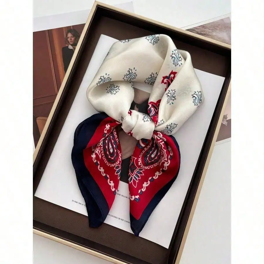 

1pc Square Scarf, Women's Satin Printed Headband, Headwrap, Fashion Ladies Hair Scarf, Shawl, Scarf, Women's Neckerchief, Headscarf