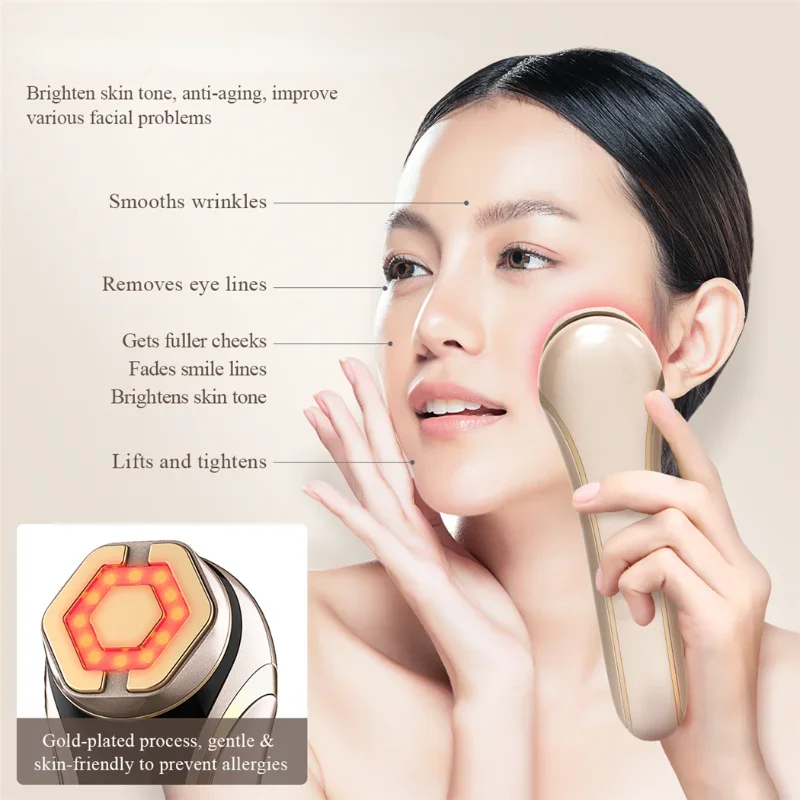 Gezicht Huidverzorging EMS Facial Lifting Massager LED Photon Rimpel Remover Heet Kompres 1200Hz Trillingen Anti-aging Apparaat
