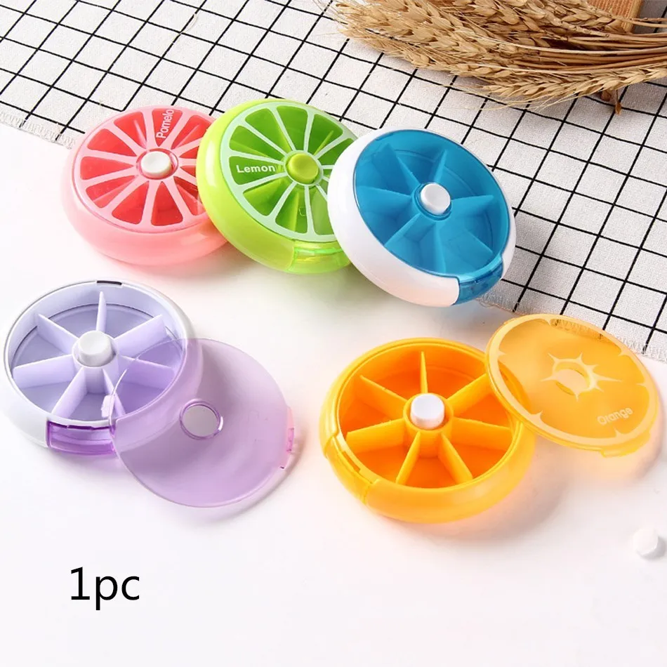 Rotating Round Pill Box Five Colors Ring-shaped Drug Storage 7 Day Convenient Pill Container For Travel