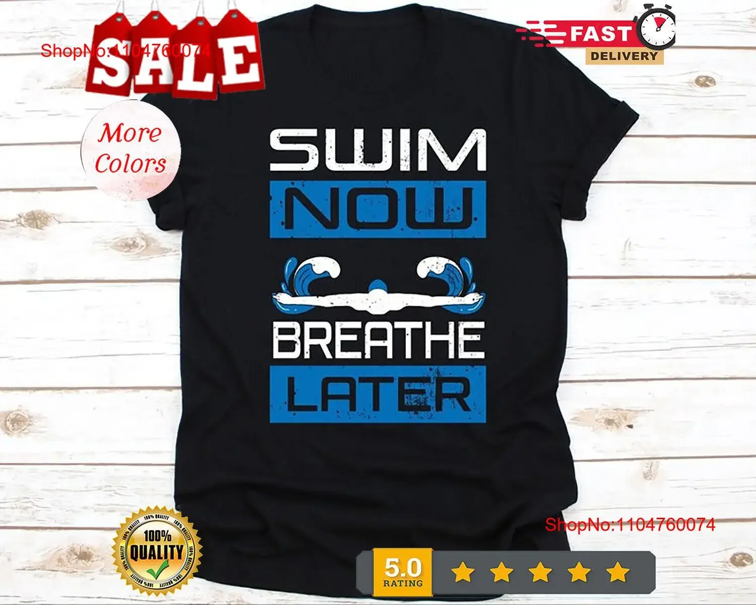 Camiseta Swim Now Breathe Later, nadador para hombres y mujeres, ropa de calle lavada vintage, gráfico ligeramente cómodo