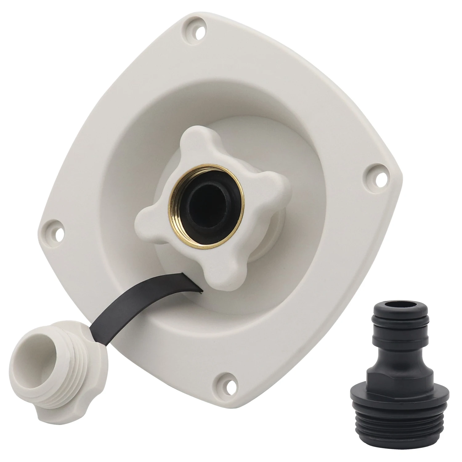 RV City Inlet Pressure Reducing Fill Hatch with Brass Check Valve and Quick Coupler Inlet Hose Adapter for RV Fresh Water Fill