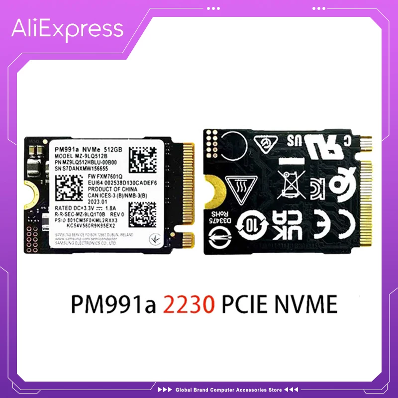 Samsung PM991a 1T 512GB SSD M.2 2230 Internal Solid State Drive PCIe PCIe 3.0x4 NVME SSD For Microsoft Surface Pro 7+ Steam Deck