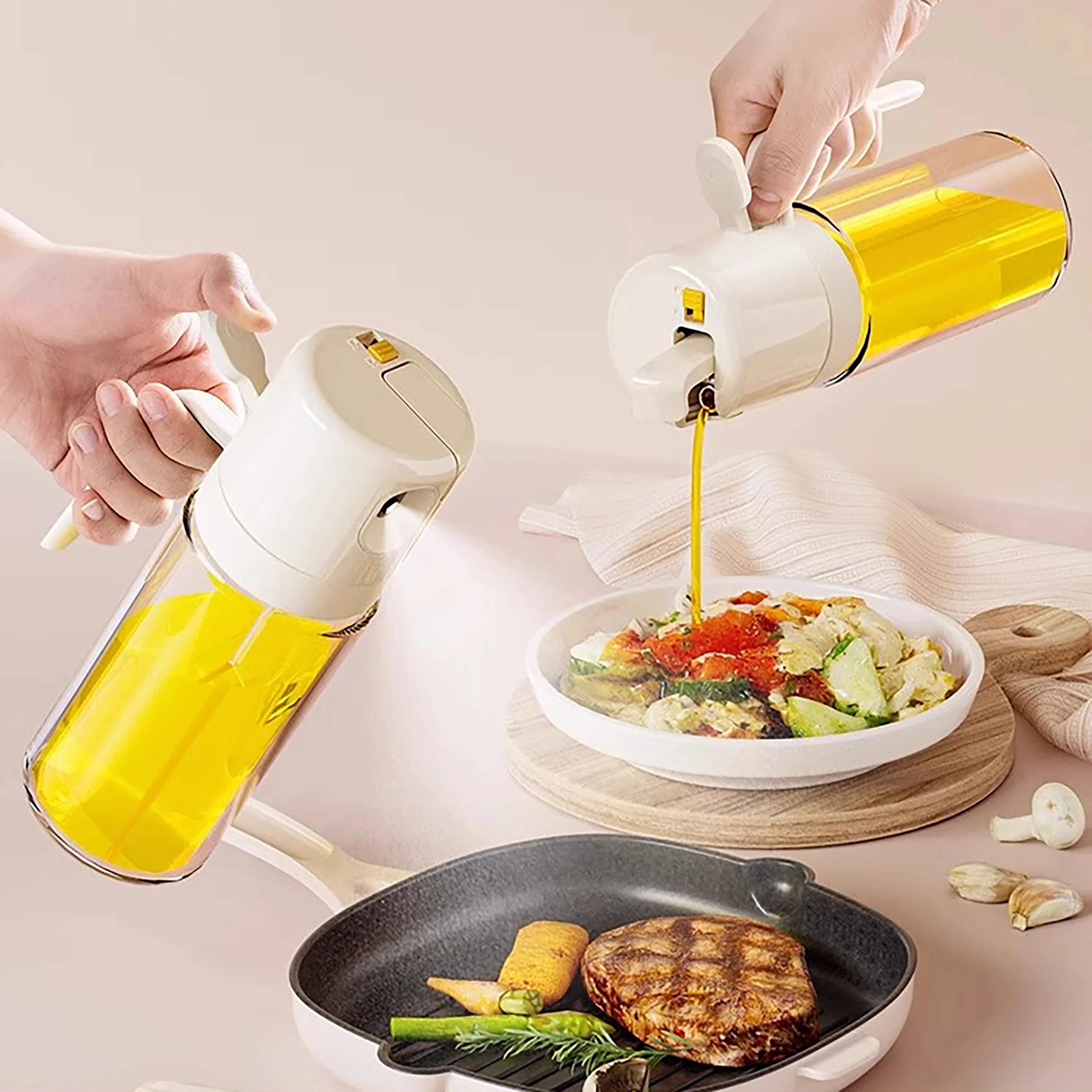 Glass Spray Dual-use Oil Pot Automatic Opening And Closing Oil Bottle Kitchen Household Soy Sauce Vinegar Control Oil Leak-proof