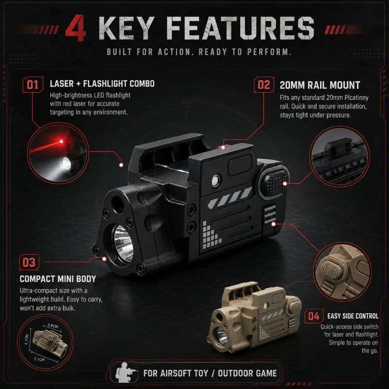 Sand Body Multifunction SBAL PL Hobby Laser Flash Torch Red Aiming Dot Airsoft Toy Accessories view 3