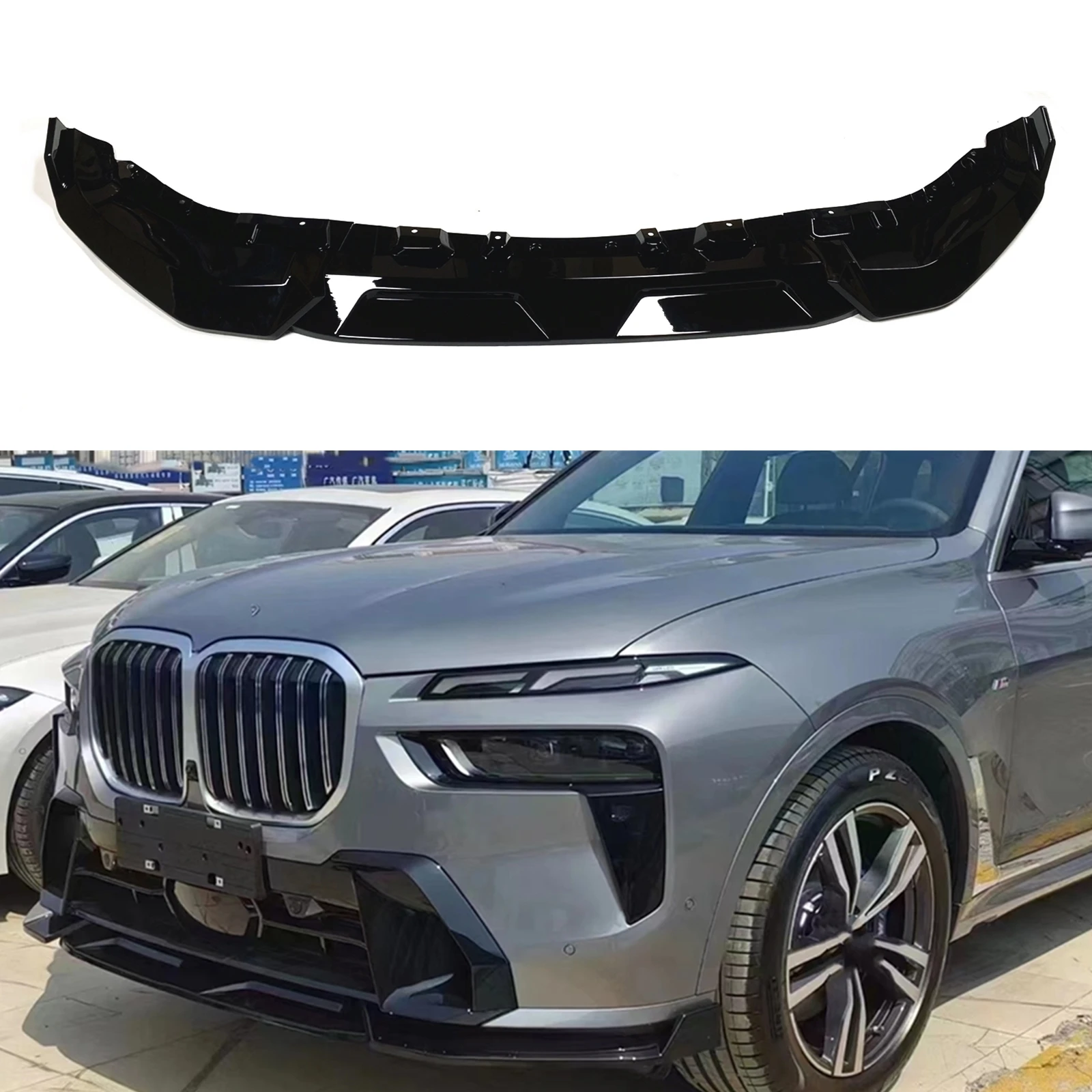 Car Front Bumper Spoiler Lip Lower Splitter Intake Cover Blade Guard For BMW G07 X7 Competitive 2023 2024