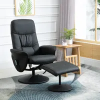 Lounge Massage Chair TV Chair with stool Storage space 10 vibration points Artificial leather Black 76 x 81 x 105 cm