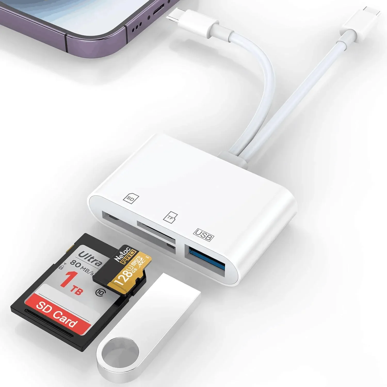 محول كاميرا USB 3 في 1 iPhone Type-C إلى SD وTF، متوافق مع iPhone وiPad وقارئ البطاقات ومفتاح أمان USB #5