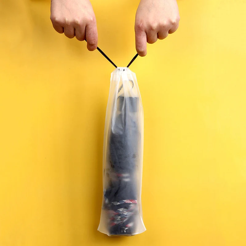 Umbrella Storage Bag Translucent Plastic Waterproof Anti-dirty Umbrella Cover Reusable Portable Drawstring Bags Home Storage