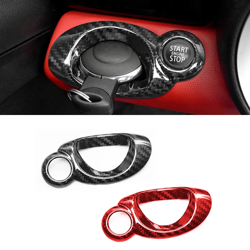 Carbon Fiber Engine Start Stop Key Panel Cover Trim Sticker For Mini Cooper R55 R56 R57