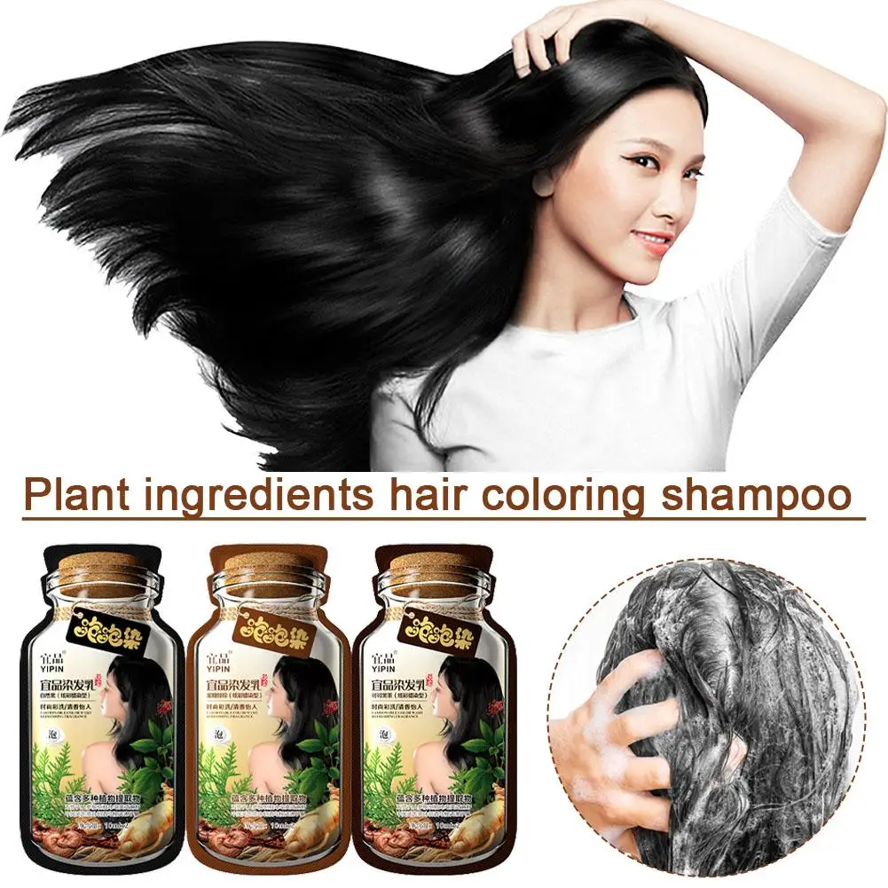 Black Hair Dye Shampoo, Instant Hair Dye Natural Ingredients Hair Dye Shampoo Simple To Use, Bubble Hair Dyeing Cream For M C7S4