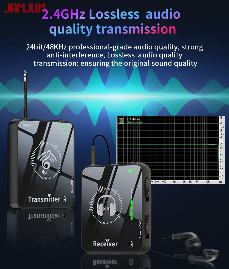 Jamjum Wireless In-ear Monitor System 2.4g Rechargeable Set_voghion.com